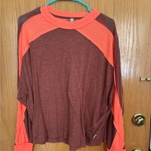 FP Movement by Free People Brown and Orange Long Sleeve Tee